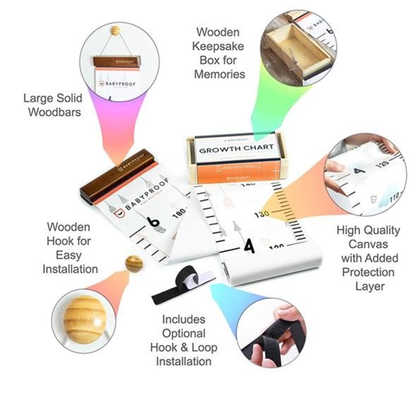 Growth Chart for Kids - Measuring Height Chart with Wooden Keepsake Box - Picture 4 of 6